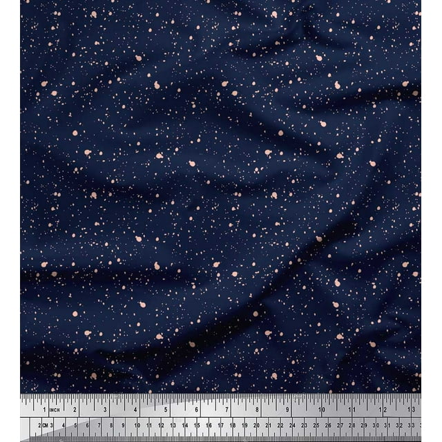 Soimoi Blue Poly Georgette Fabric Brush Stroke Abstract Print Fabric by the Yard 52 Inch Wide