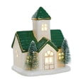 thumbnail image 2 of yuHome Christmas Lighted Snow House Ceramic Decor Ornament | Led Winter Village Tabletop Figurine with Glowing Window | Festive Holiday Mantel Shelf Windowsill Decoration for Home Winter Themed Party, 2 of 7