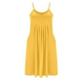 thumbnail image 5 of Beach Dresses for Women Fashion Solid Color Large Round Neck Sleeveless Dress With Strap And Round Neck Dress Loose Flowy Beach Sundress Gold (Size:L-5XL), 5 of 6