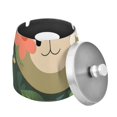 thumbnail image 2 of Face Bear and Flowers Leaves Ashtray with Lid Smell Proof Cigarette Ashtray Stainless Steel Smokeless Ash Holder for Indoor Outdoor, 2 of 7