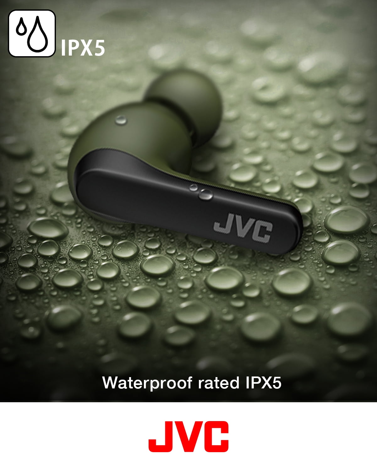 JVC RIPTIDZ True Wireless Headphones with Touch Sensor Operation, Single Ear use, IPX5, Bluetooth 5.1, Long Battery Life with Charging Case (up to 30 Hours) - HAA9TW (White)