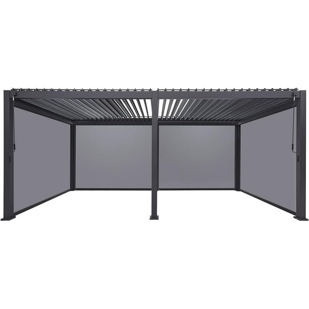 Gardesol 10×20 FT Aluminum Louvered Pergola with 10' Pull Down Privacy