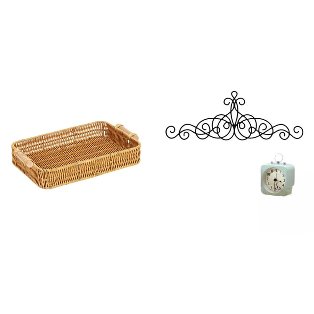 Cestas De Frutas Tejidas Con Pergamino, Decoración De Pared, Cuenco Para Aperitivos, Placa De Metal Para Pared, Cesta De Frutas, Decoración De Pared De Metal, Plato De Pan, Arte De Pared De
