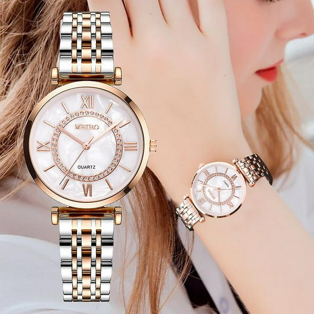 Luxe Cristal Femmes Bracelet Montres Top Marque De Mode Dames Montre En  Acier Femme Montre-Bracelet Montre Femme Relogio，SEBNEEI 