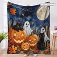 thumbnail image 3 of Kojanyu Halloween Throw Blanket Cute Ghost Pumpkin, Double Sided Flannel Fleece Soft Cozy Fall Decor Blanket, 3 of 8