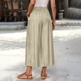 thumbnail image 6 of Stamzod Summer Pants for Women High Waisted Wide Leg Capri Pants Dressy Casual Capris with Pockets Beach Vacation Clothes Khaki L, 6 of 9