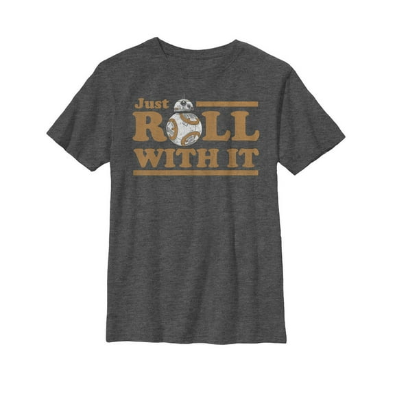 Boy's Star Wars The Last Jedi BB-8 Just Roll Graphic Tee Charcoal Heather Medium