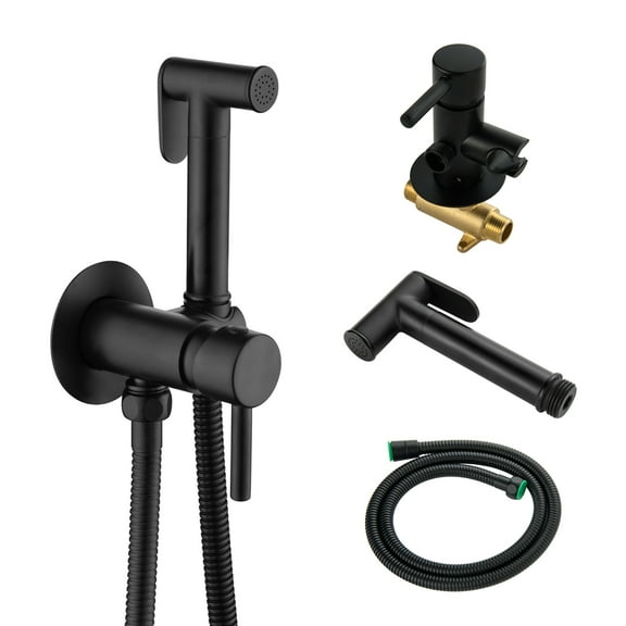 Cobbe Wall Mounted Adjustable Temperature  Handheld Bidet Sprayer for Toilet Bathroom Toilet Bidet Attachment for Wash Matte Black