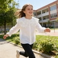 thumbnail image 4 of PWPSG Girls Back to School Dress Shirts Cotton Tops Kids Long Sleeve Lapel Blouses Solid Button Down Tee Shirts Elegant Shirts for Party & Class & Daily White 7 Years, 4 of 8