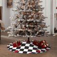 thumbnail image 4 of Xecao Ladybugs Of Black And White Checkers Pattern Christmas Tree Skirt Round Xmas Tree Mat Base Cover for Holiday Home Decorations-30", 4 of 6