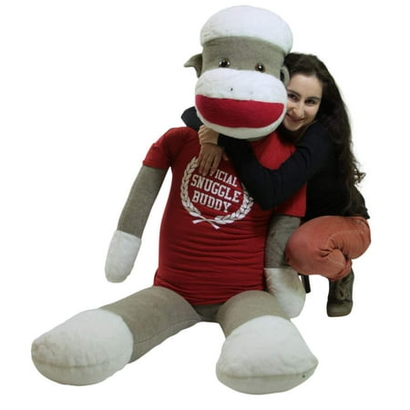 American Made Giant Plush Sock Monkey 5 Feet Tall Soft  Wears Removable Tshirt Official Snuggle Buddy price history on PriceWatchPro