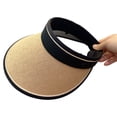 thumbnail image 1 of Sombreros de visera de paja, viseras de ala ancha, sombrero de playa plegable, sombrero de verano con parte superior vacía para mujer, plegable, fácil de almacenar y sin deformación, 1 of 7