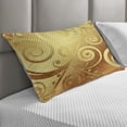 thumbnail image 2 of Modern Quilted Pillowcover, Vector Canvas Design Floral Swirls Leaves Spring Nature Inspired Image, Standard King Size Accent Pillow Cover for Bedroom, 36" x 20", Earth Yellow Brown, by Ambesonne, 2 of 2