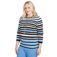 thumbnail image 3 of Alfred Dunner Womens Petite Textured Stripe Sweater With Necklace, 3 of 4
