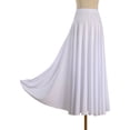 thumbnail image 3 of TiaoBug Womens Pleated Folk Maxi Skirt High Waist Solid Color Dance Skirt for Stage Performance Dancing White 5XL, 3 of 4