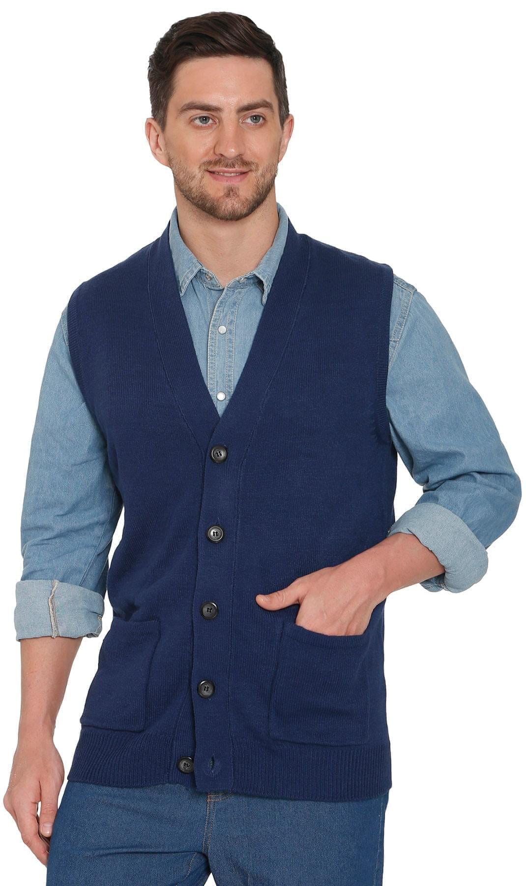 Men's Knitted Button Front Sweater Vest Button Up Knit Vest in