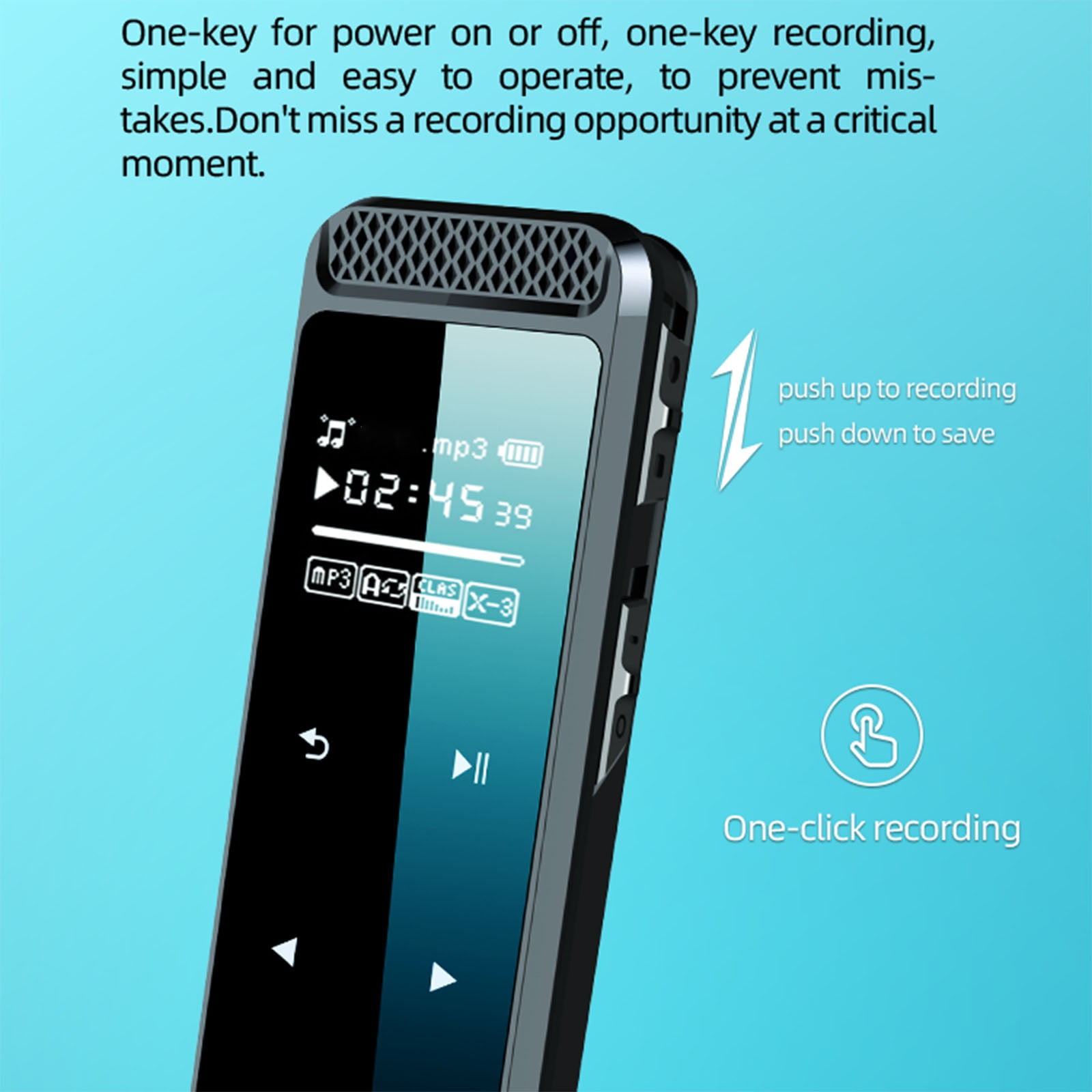 VANLOFE computer speakers MP3 Players Digital Voice Recorder With Playback Recorder For Lectures Meetings Interviews Mini Audio Recorder USB Charge MP3