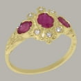 thumbnail image 3 of LBG British Made 14k Yellow Gold Natural Ruby & Cubic Zirconia Womens Anniversary Ring - 33 size options - Size 5, 3 of 5