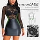 thumbnail image 5 of Falda de cuero sin espalda de retazos de encaje Sexy para mujer, vestido de noche Sexy con tirantes para fiesta Fridja  nalpqowj49835, 5 of 9