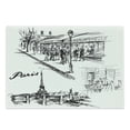 thumbnail image 1 of Eiffel Tower Cutting Board, Paris Sketch Style Cafe Restaurant Landmark Canal Boat Lantern Retro Print, Decorative Tempered Glass Cutting and Serving Board, Large Size, Black White, by Ambesonne, 1 of 1