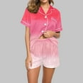 thumbnail image 2 of Nmnitkp Pajamas for Women Set Soft and Friendly Skin Color gradient Womens Silk Satin Pajamas Short Sleeve Loungewear Two-Piece Sleepwear Button-Down Pj Set S-XXL, 2 of 5