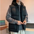 thumbnail image 4 of WTOBBY Men's Winter Trend Wear Loose Thick Down Cotton Clip Multi-Pocket Solid Color Casual Hooded Vest Coat, Detachable Hood for Versatile Styling in Cold Weather,Black 2XL, 4 of 4