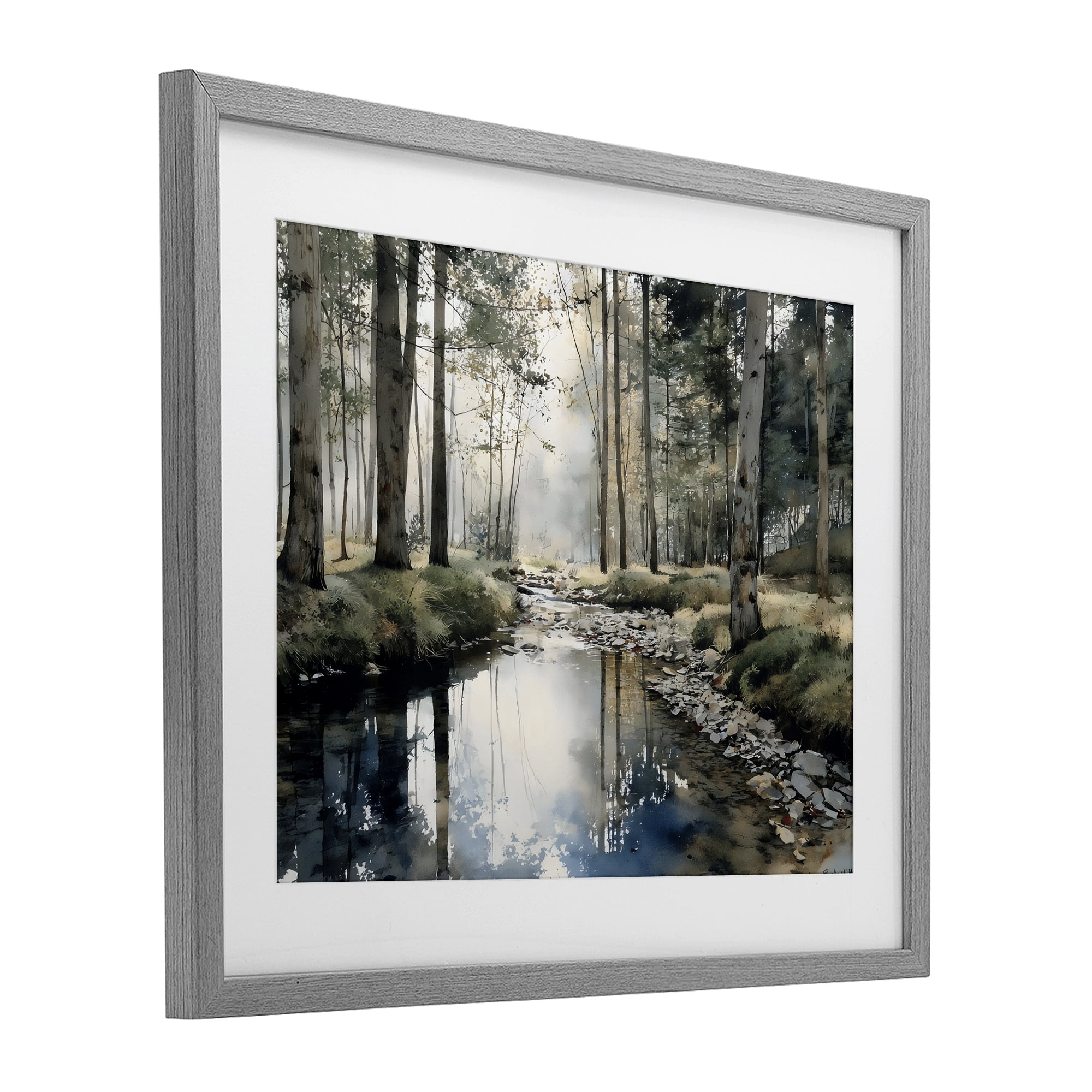 Stupell Industries Woodland Wonder Creek Gray Framed Print Under Glass, design by Franklyn Gregory