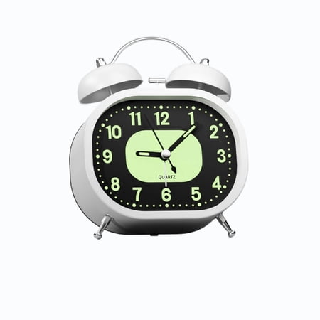 syligr Curved Alarm Clock for Bedroom Desk, Loud Ring Twin Bell, Battery Operated Vintage Analog Clock for Office Dorm Living Room Kitchen, Bedside Bell Alarm for Home Decor Guest Room