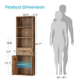 thumbnail image 5 of 5-Tier Bookcase with Drawer and Cabinet, Modern Bookshelf for Home Office, Living Room or Bedroom, Easy Assembly & Stable Structure, Vintage, 5 of 8