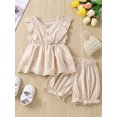 thumbnail image 2 of Bagilaanoe 2pcs Toddler Baby Girls Short Pants Set Sleeveless Ruffle Tops + Shorts 9M 12M 2T 3T 4T Kids Casual Summer Outfits, 2 of 9