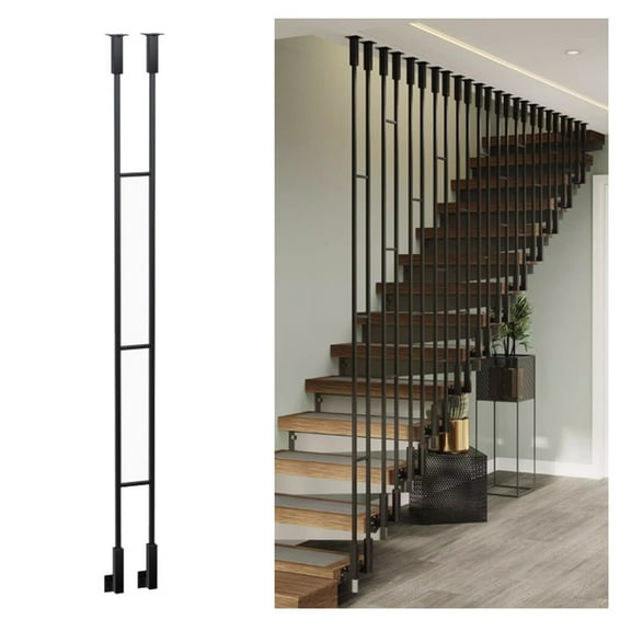 Staircase handrails, metal wall railings, L-shaped corridor attic step fence guardrail for villa and hotel decoration