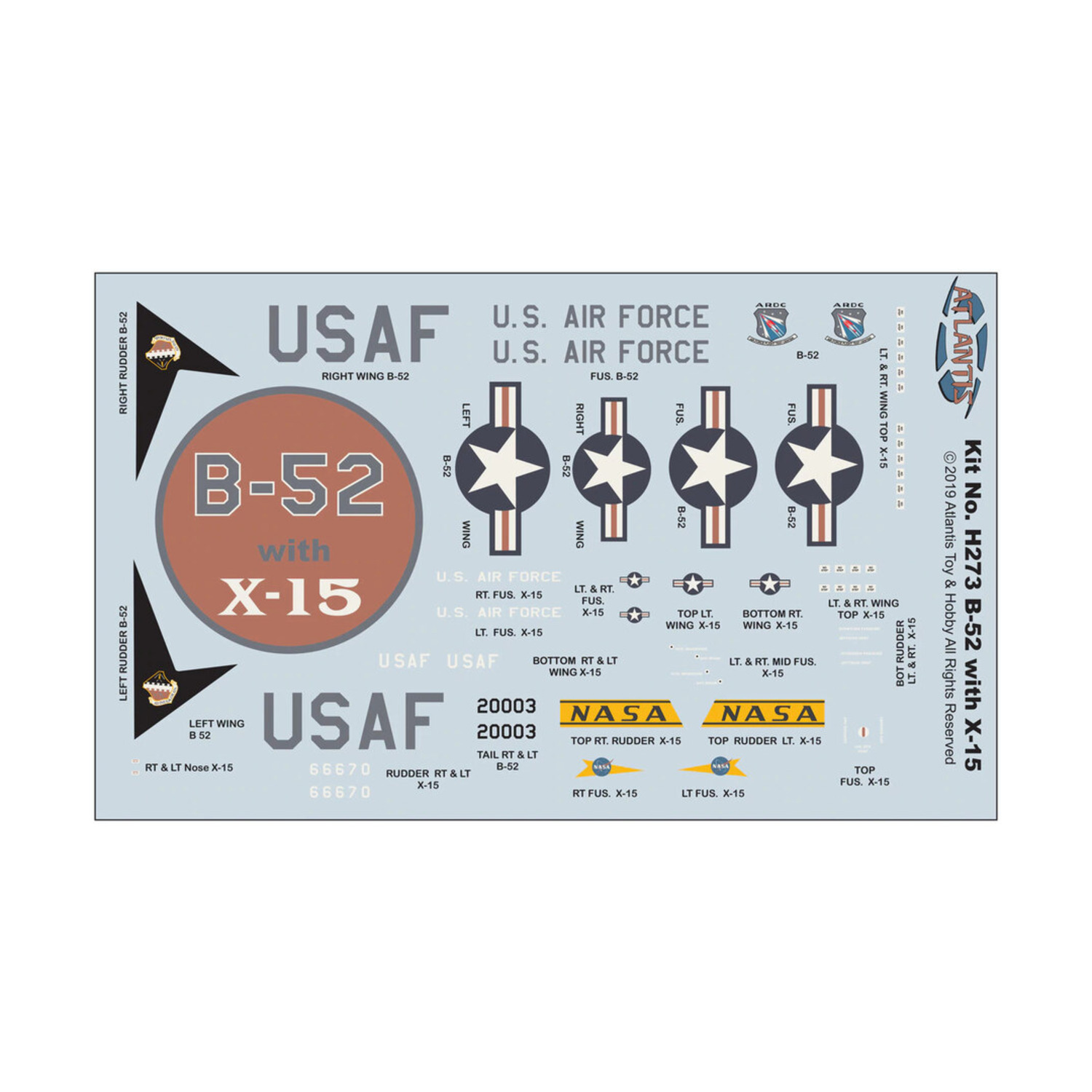 Atlantis B52 and X15 Plastic Model Kit Aircraft Set