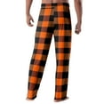 thumbnail image 3 of LNZGNM Mens Sleep Pants Stretchy Drawstring Prints Pj Pants Soft Loose Fit Lightweight Pajama Bottoms Casual Travel Sleepwear,Saffron M, 3 of 6