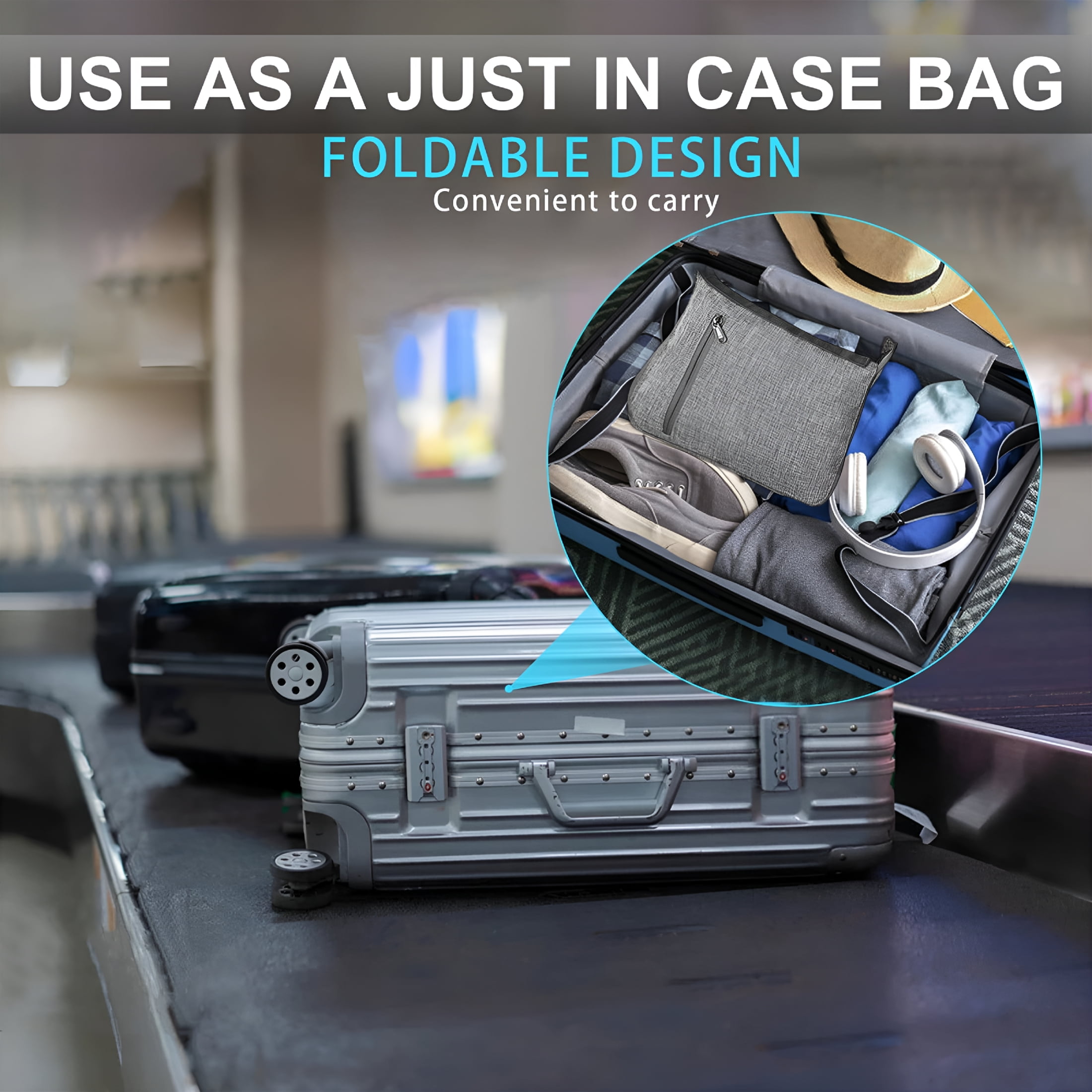 GASTROPOD 2026 New Foldable Travel Luggage Bag with Shoe Compartment,Oxford Cloth Material,Superior Zipper,Multipurpose for Men and Women,Ideal for Weekend Trips,Camping,And Airplane Carry-On Gray
