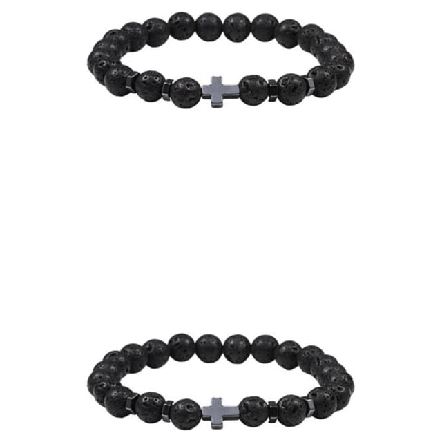 Guardurnaity Pulseras de cuentas de piedra redonda natural para hombre, de turquesa, joyería, brazaletes de cuerda elástica, de ojo para tipo 3 Tipo 3 2Conjunto