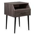 thumbnail image 1 of 18" 1-Drawer Contemporary Wood Side Table with Open Storage - Slate Gray/ Black, 1 of 5