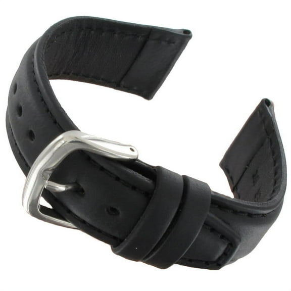 Hadley Roma MS881 20mm Black Regular Oil Tan Leather Padded Mens Watch Band