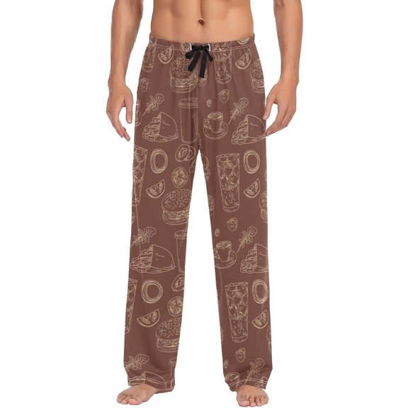 GZHJMY Pajama Pants for Men - Fast Food Brown, Loose Lightweight PJs Lounge Sleep Bottoms with Pockets Drawstring, Pajama Bottoms for Home and Rest, XX-Large