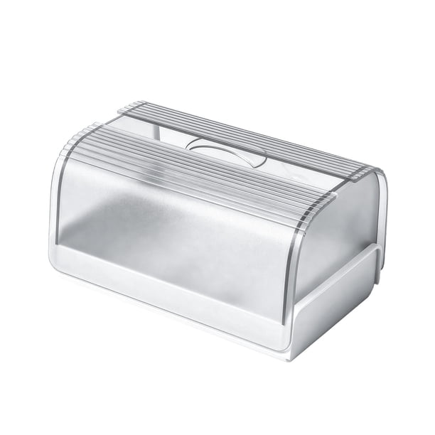 Dispensador rectangular de plástico para pañuelos faciales con mecanismo de resorte para una extracción suave. Ideal para baño, cocina, sala de estar, escritorio y tocador. Organizador de