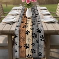 thumbnail image 4 of Haze Blue Brown Table Runner - 72 Inch Long Rustic Farmhouse Dog Paw Vintage Cotton and Linen Blended Dress Scarves Farmhouse Table Runner for Kitchen Dining, Coffee Table, 13" x 72", 4 of 8