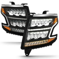 ANZO 111478 LED HEADLIGHT PLANK STYLE BLACK CLEAR W/SEQUENTIAL AMBER