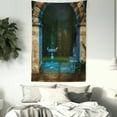 thumbnail image 2 of Gothic House Decor Tapestry, Forest Landscape from Ancient Archway Birds on Fountain Fairy Image, Wall Hanging for Bedroom Living Room Dorm Decor, 40W X 60L Inches, Blue Grey Green, by Ambesonne, 2 of 5