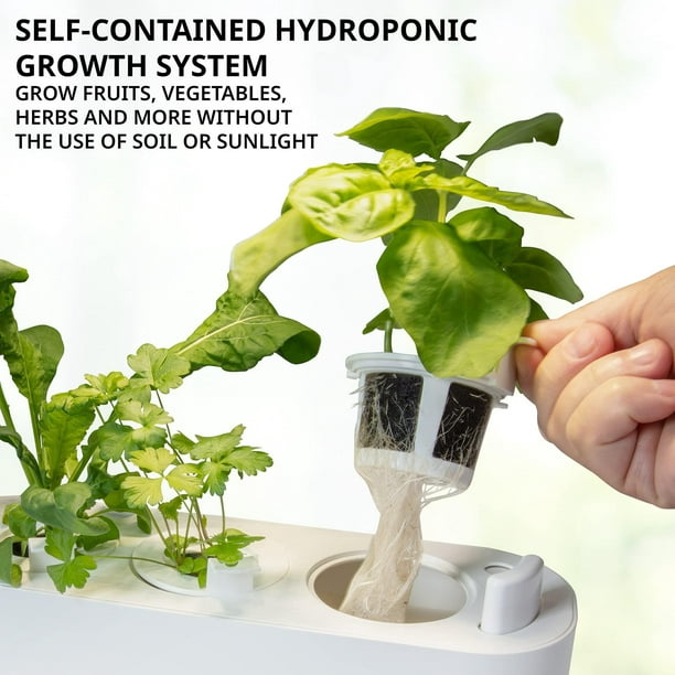 Système de culture hydroponique avec lumière de culture à spectre complet,  kit de jardinage à 12 dosettes, germination des plantes de 4 L