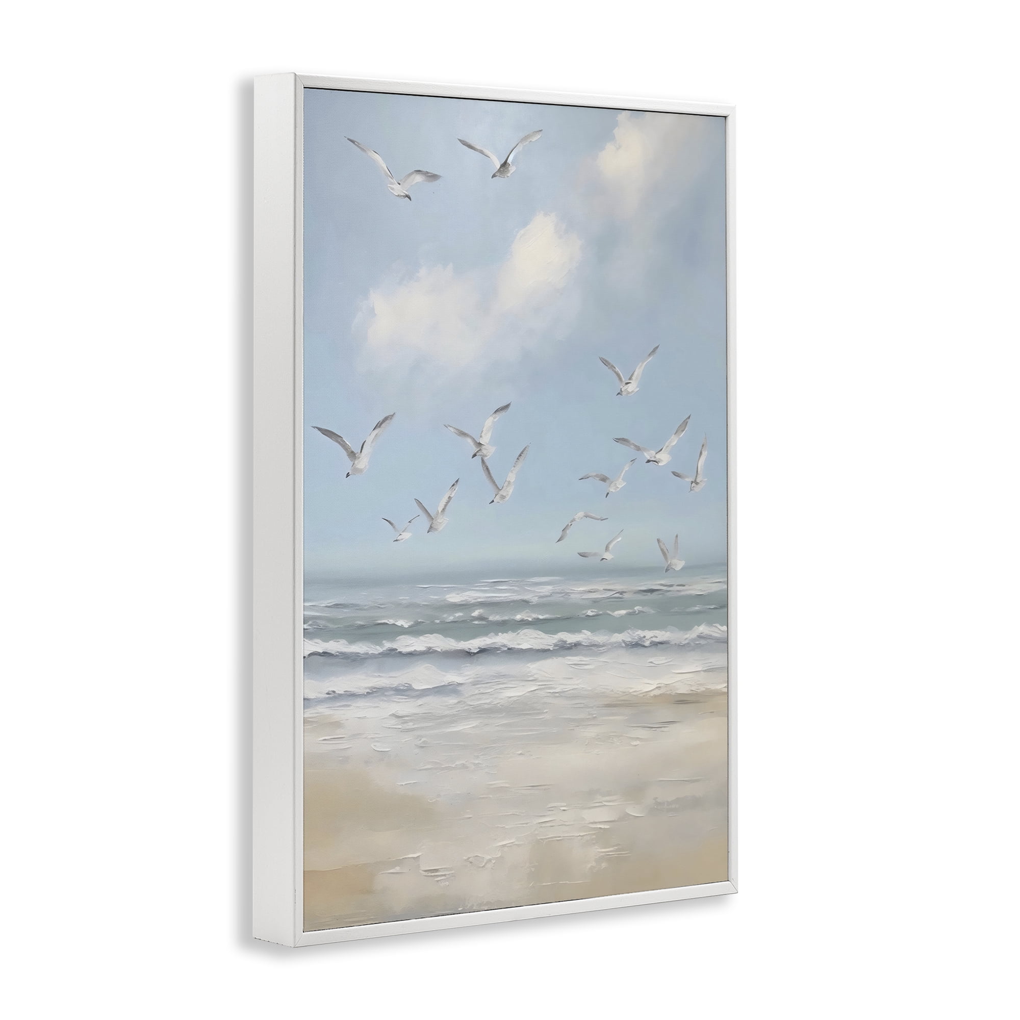 Stupell Industries Ocean Flight Seagulls White Framed Giclee Art, design by Creative Studio