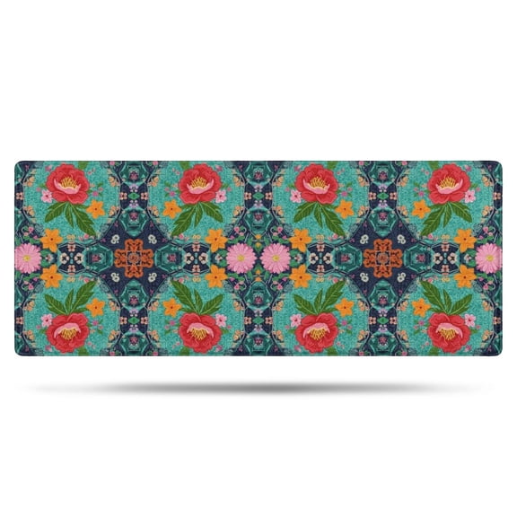 Pioneer Flower Floral Print Pattern Bathroom Rugs Mat, Non Slip Microfiber Bathroom Rug with Rubber Backing, Soft Mats for Bathroom Floor Tub Shower, 24"x60"
