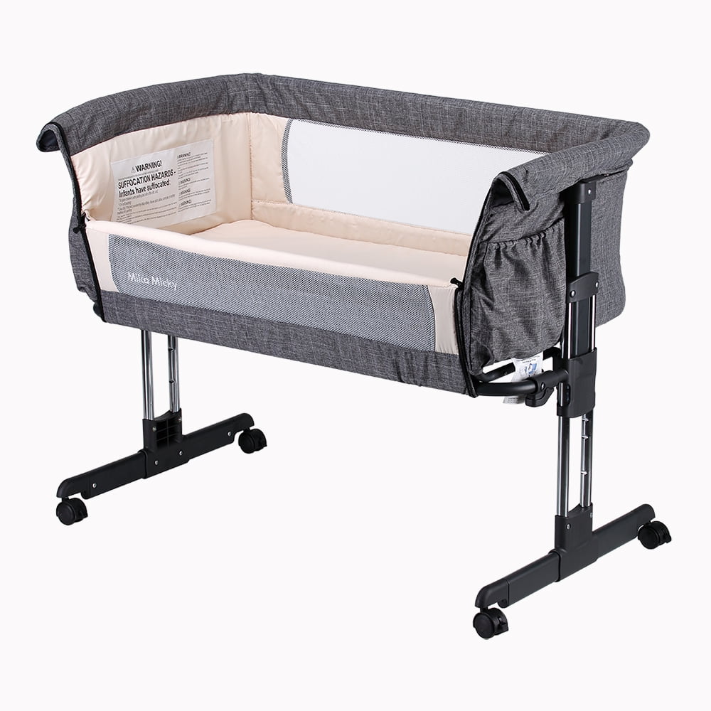 Detachable & Washable Mattress Oxford Carry Bag Included Zippered Breathable Mesh Side BABY JOY Rocking Bassinet 2 in 1 Lightweight Travel Cradle & Portable Crib for Newborn Baby Darke Blue