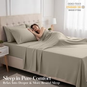Lux Decor King Bed Sheets - 6 Piece Ultra-Soft Microfiber Sheets Set, Deep Pocket Fitted Sheet, Flat Sheet & 4 Pillowcases, Breathable Hotel Luxury, OEKO-TEX Certified, Taupe