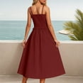 thumbnail image 6 of vigerkar Summer Maxi Dress, 2025 Sleeveless Sundress Cotton Dress Strap Smocked Beach Dresses for Women Wine, M, 6 of 8