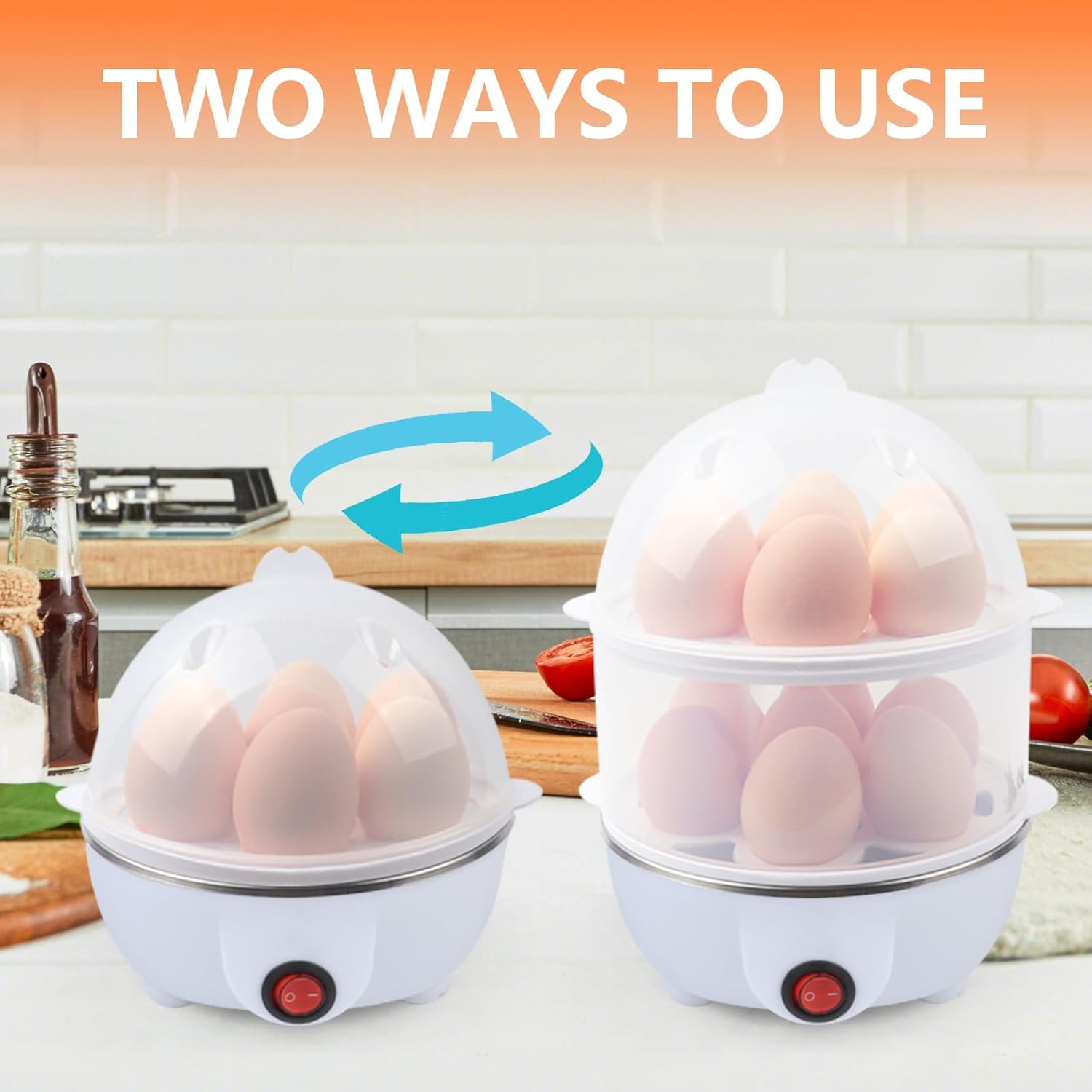 Egg Cooker,350W Rapid Electric Egg Maker,Egg Steamer,Egg Boiler,Egg Cookers With Automatic Shut Off,14 Egg Capacity Double-Layer Lazy Egg Boiler,Multifunction Heated Milk,Heated Food