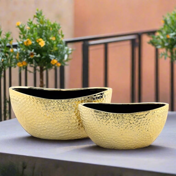 Quivelle Geometric Oval Planter Set (Set of 2)